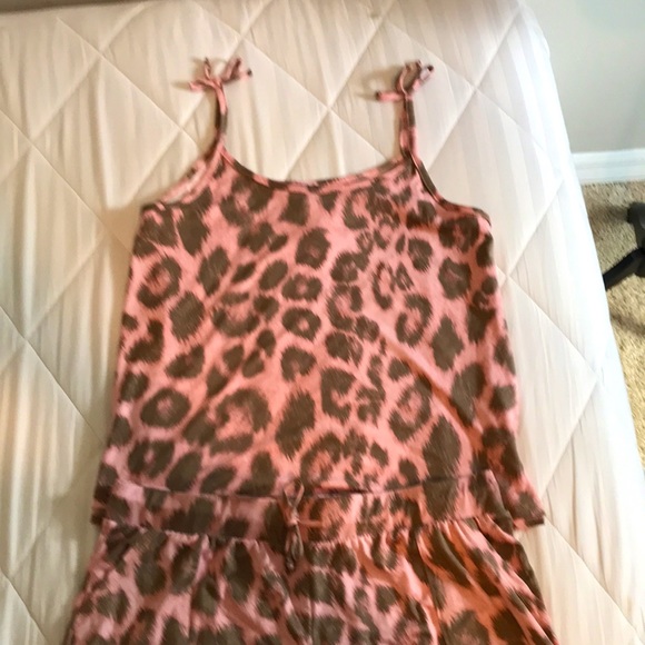 NEW sexy Wandering Dreams PAJAMA SET PINK ANIMAL PRINT XL spaghetti straps - Picture 4 of 10